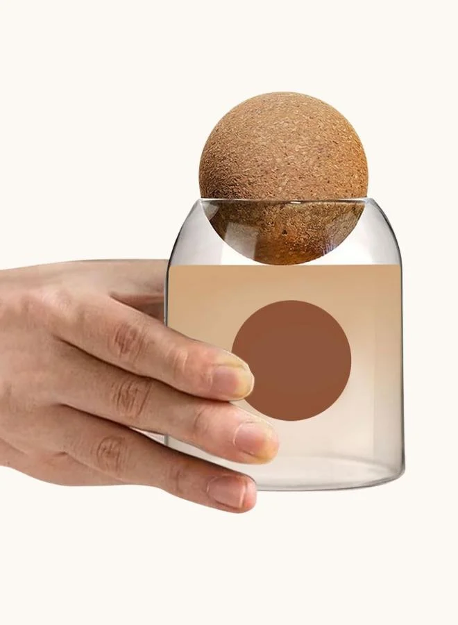 كازا كيسيرا مجموعة أوعية تخزين زجاجية  مل بثلاث قطع بأغطية فلين طبيعية أنيقة للمطبخ